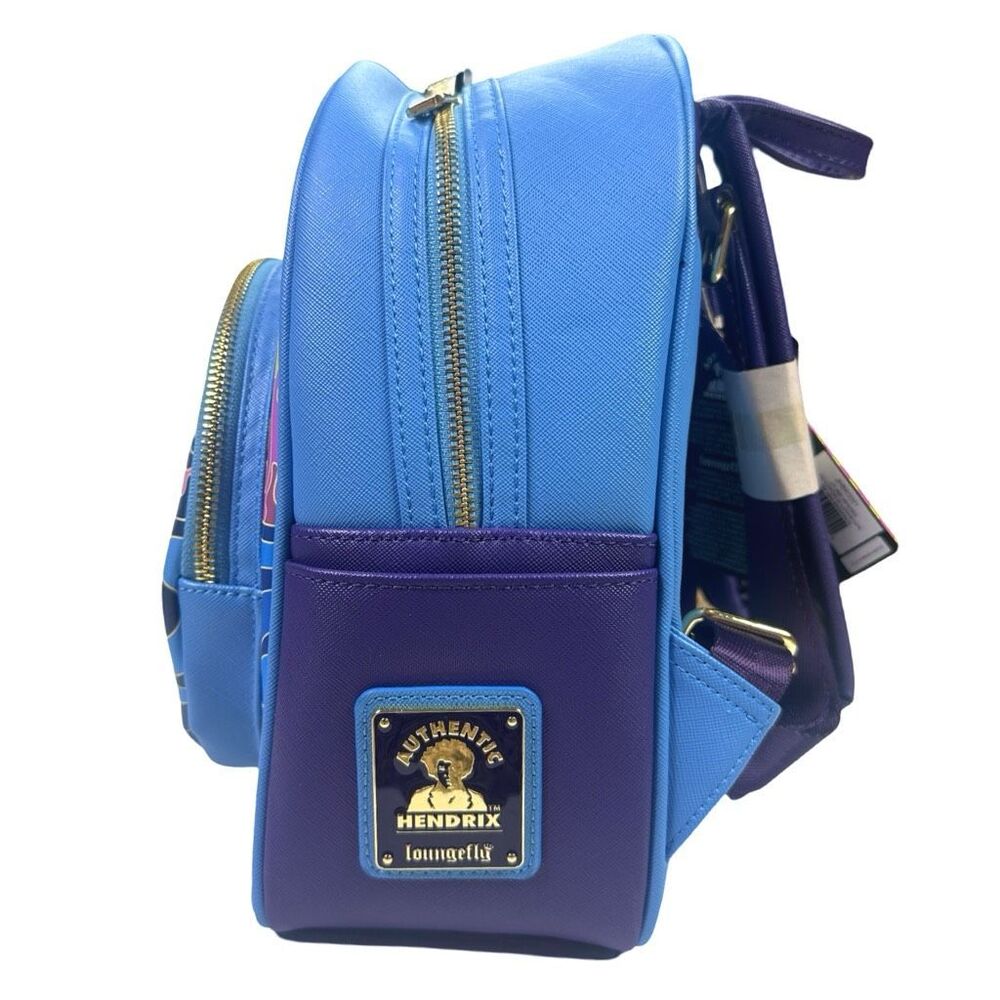 Loungefly Jimi Hendrix Psychedelic Landscape Zip Mini Backpack 9” x 10.5” x 4.5” - Picture 5 of 12